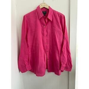 Chaps Women's Pink Linen Button Front Blouse | Size XL
